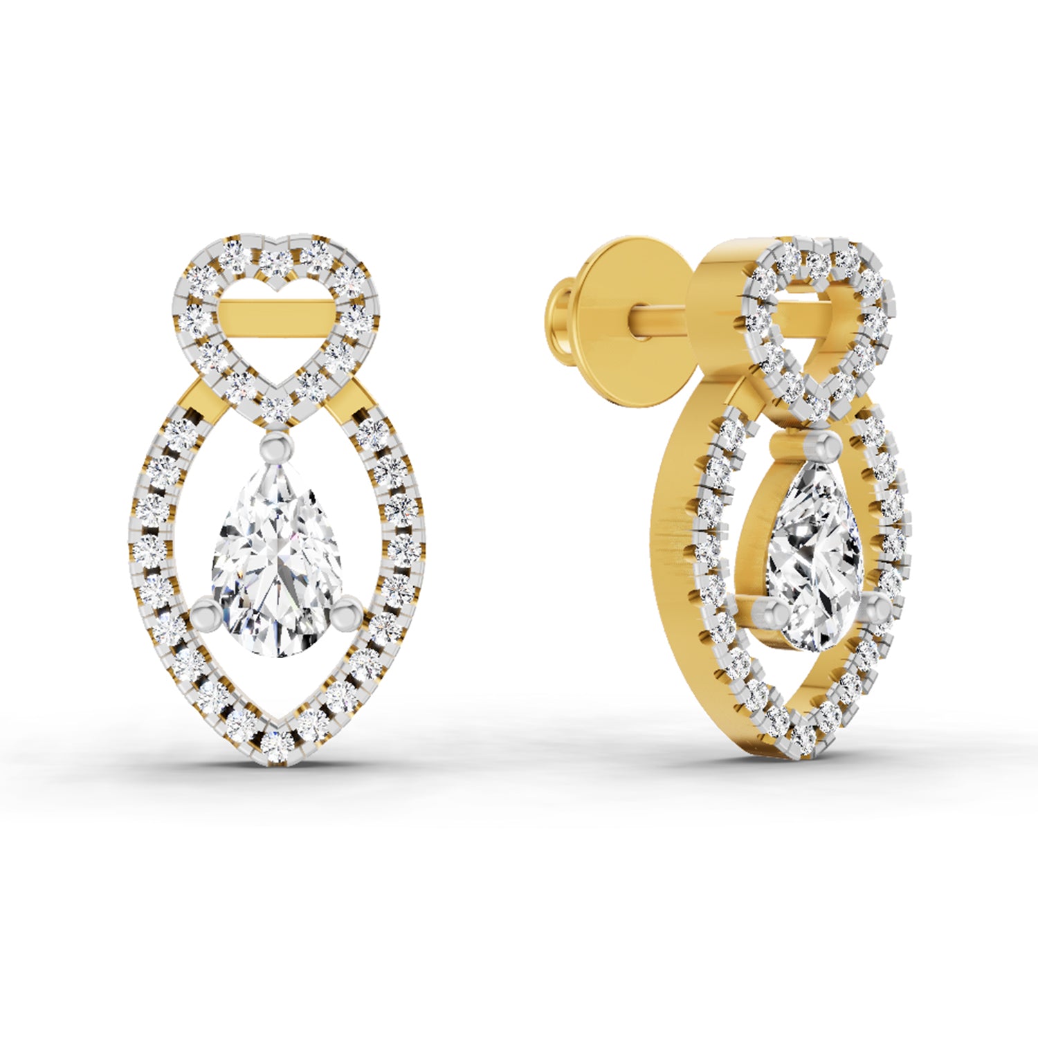 1.45 Ct Pear Shape Diamond Stud Earrings | 14K Rose Gold