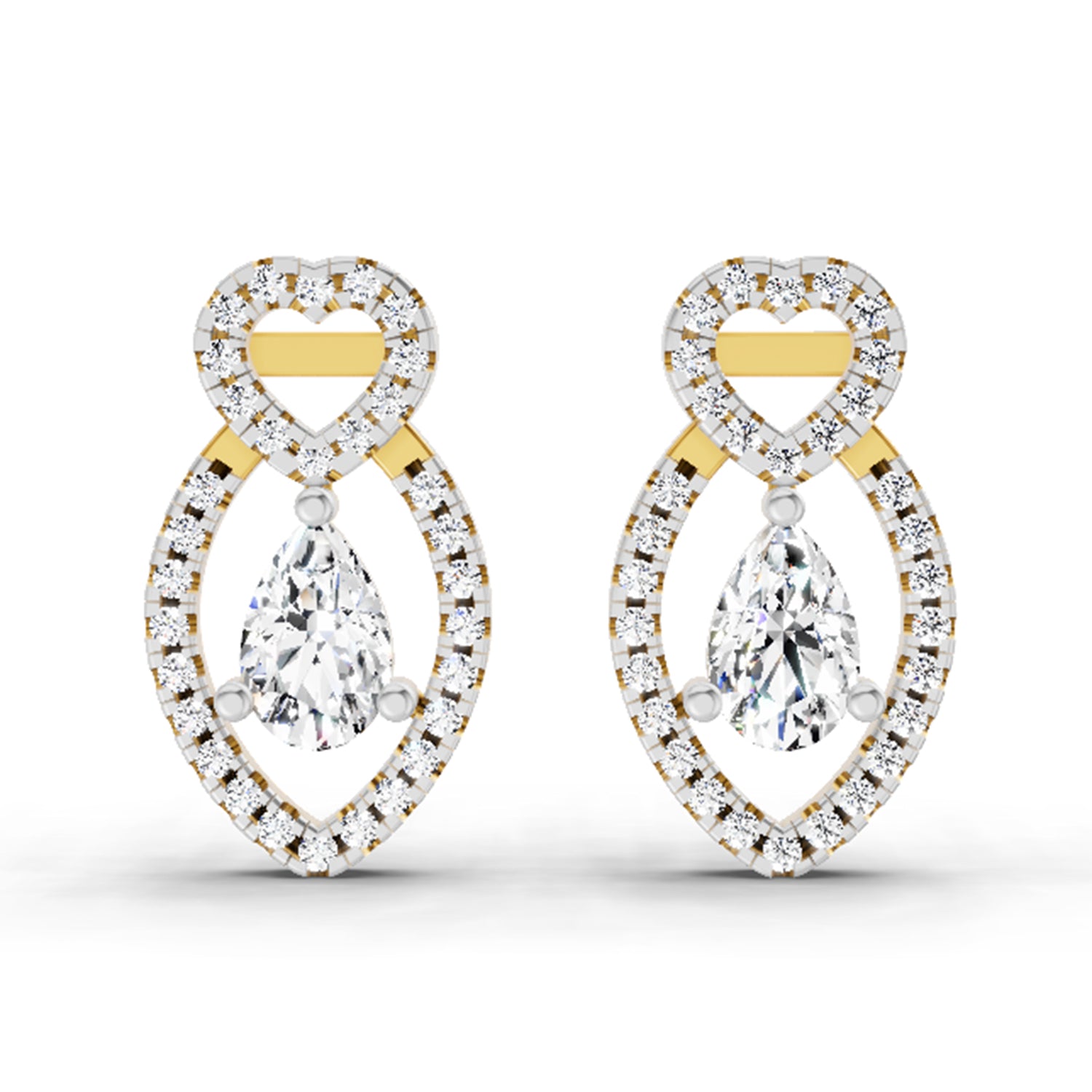 1.45 Ct Pear Shape Diamond Stud Earrings | 14K Rose Gold