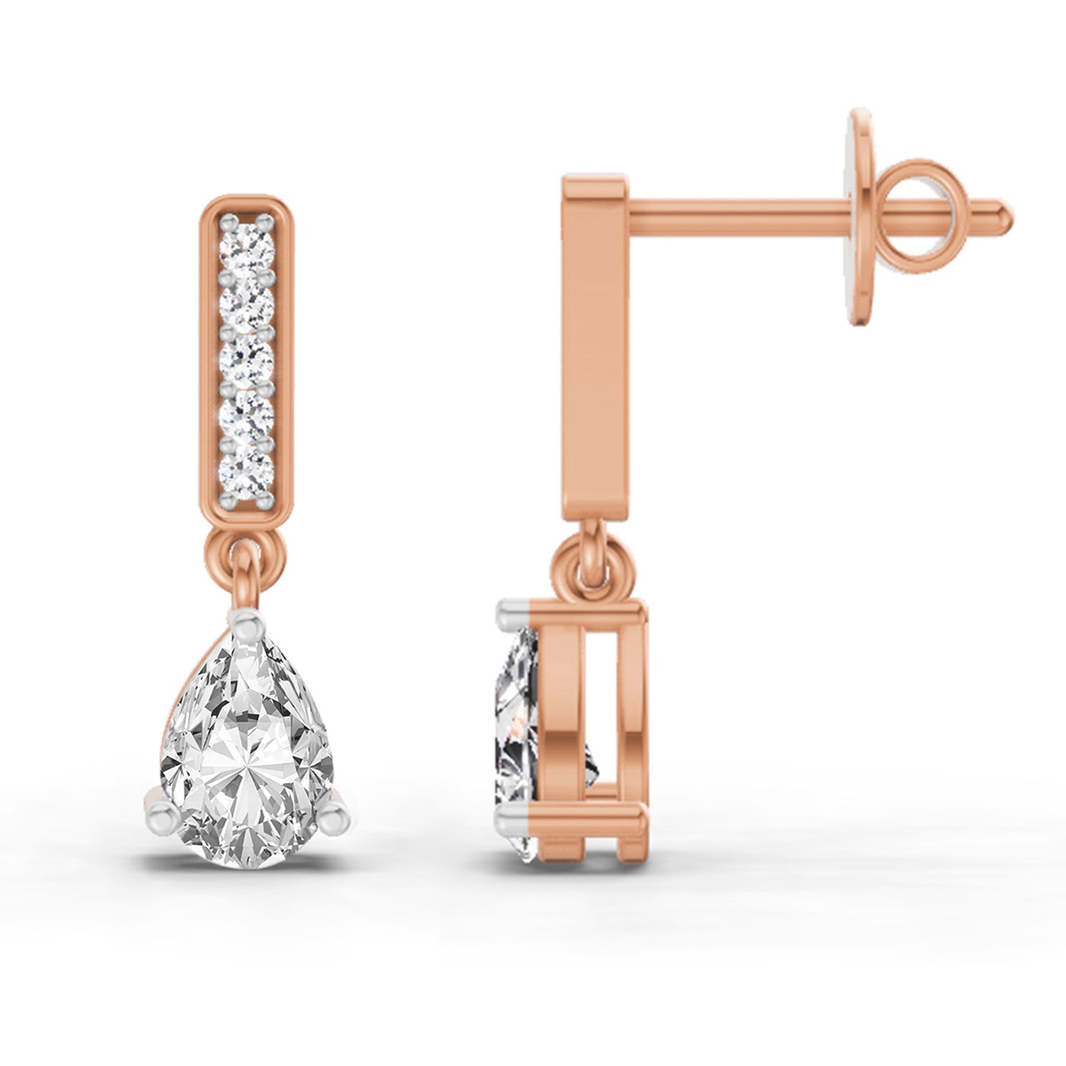 1.3 Ct Pear Drop Earrings | 14K Rose Gold