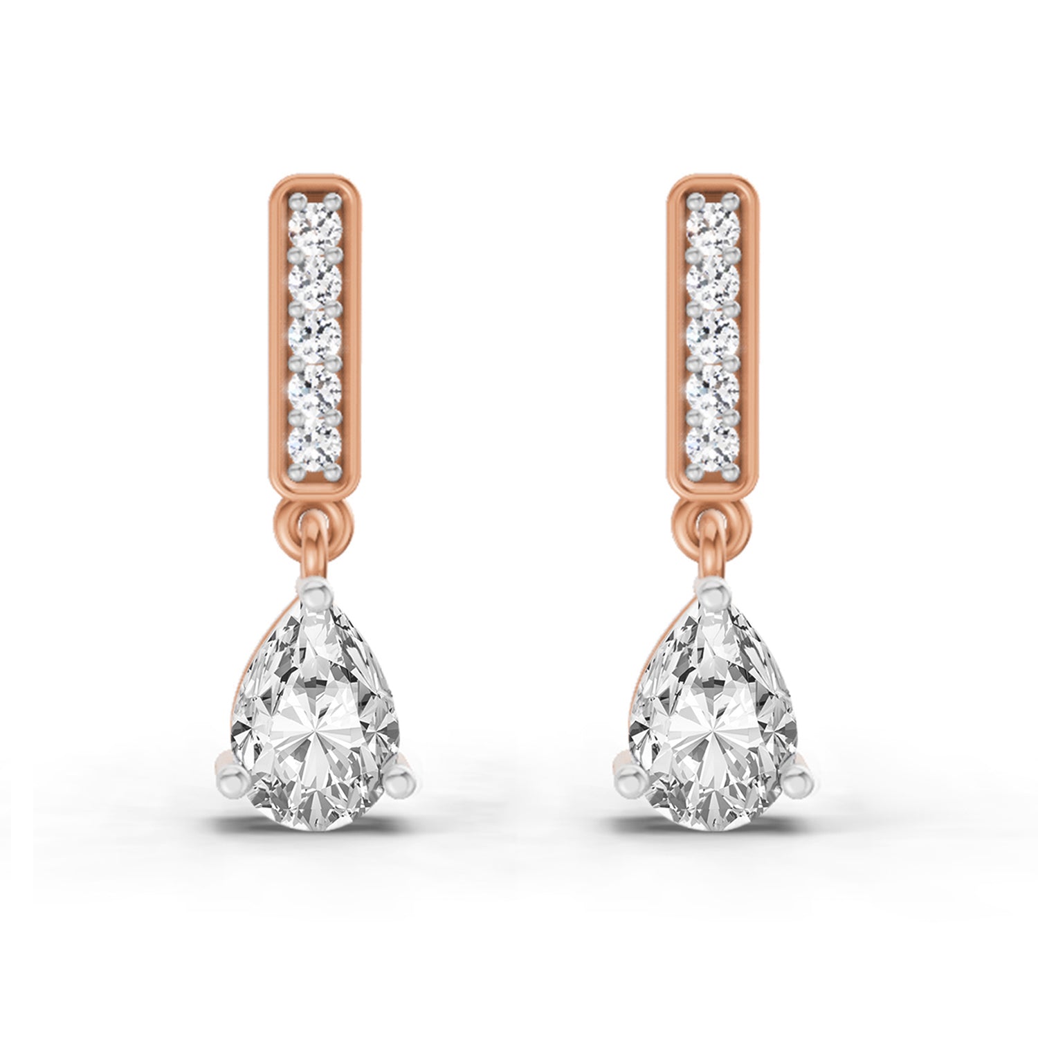 1.3 Ct Pear Drop Earrings | 14K Rose Gold