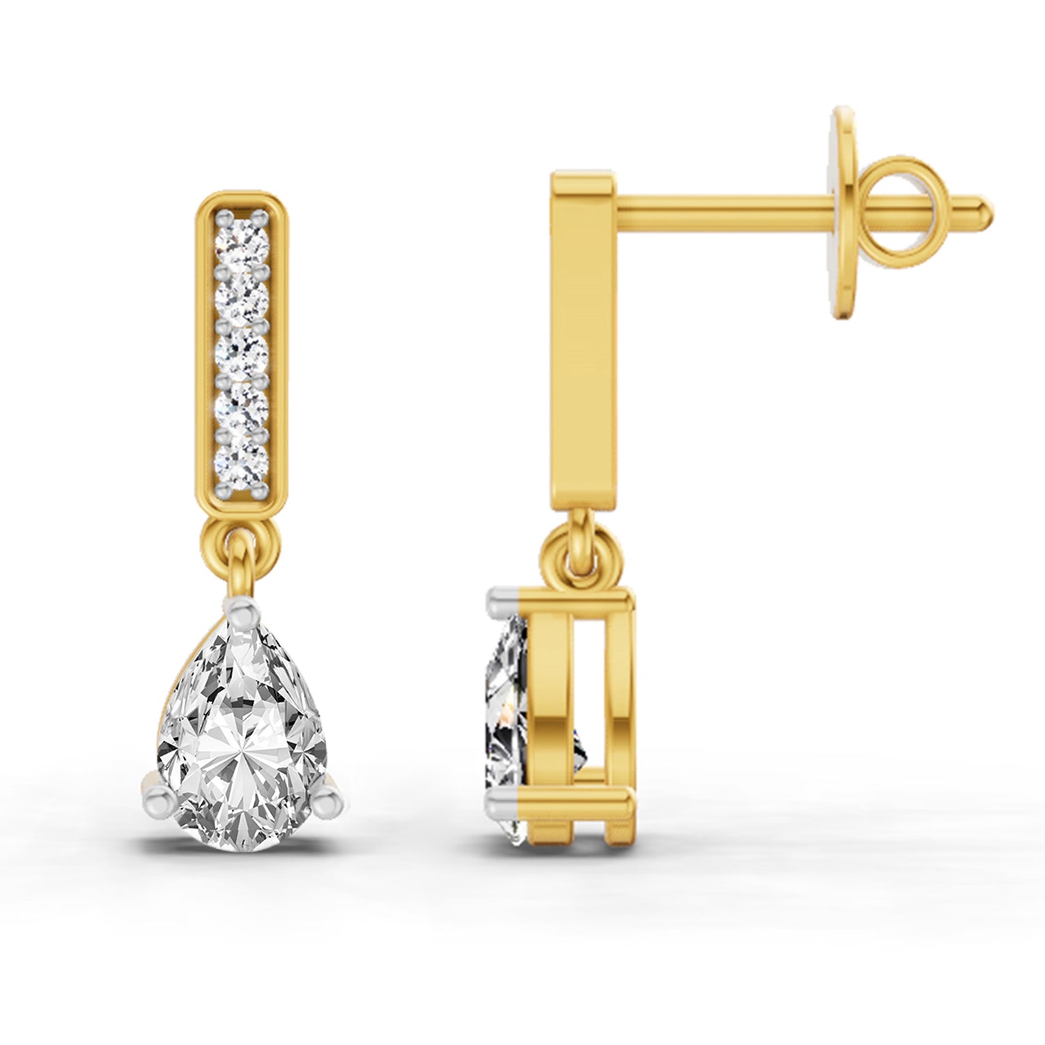 1.3 Ct Pear Drop Earrings | 14K Yellow Gold