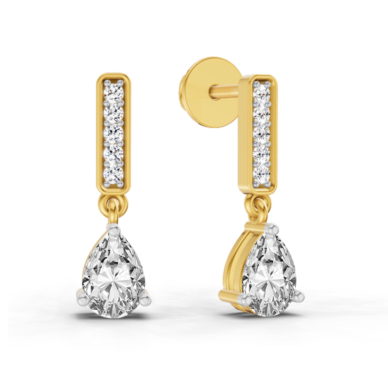 1.3 Ct Pear Drop Earrings | 14K Yellow Gold