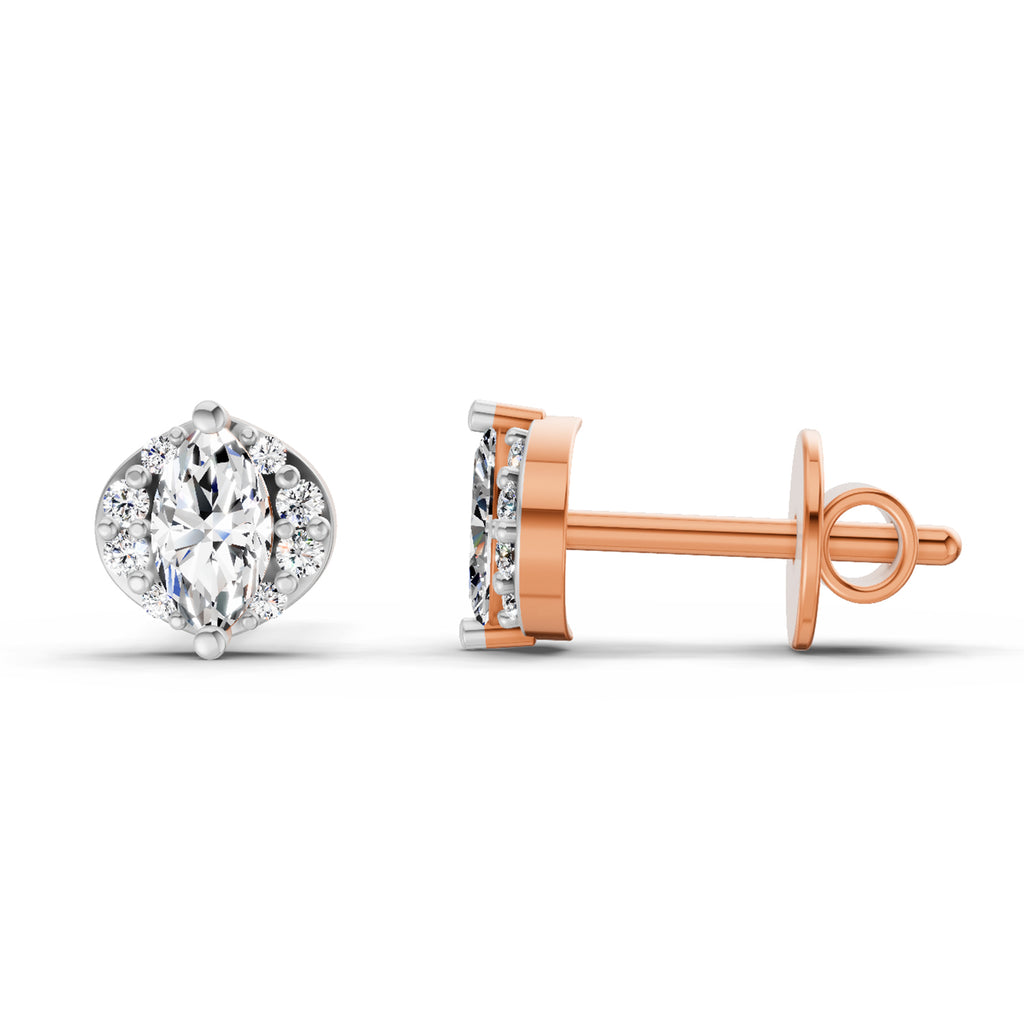 0.36 Ct Marquise Shape Diamond Stud Earrings | 14K Yellow Gold