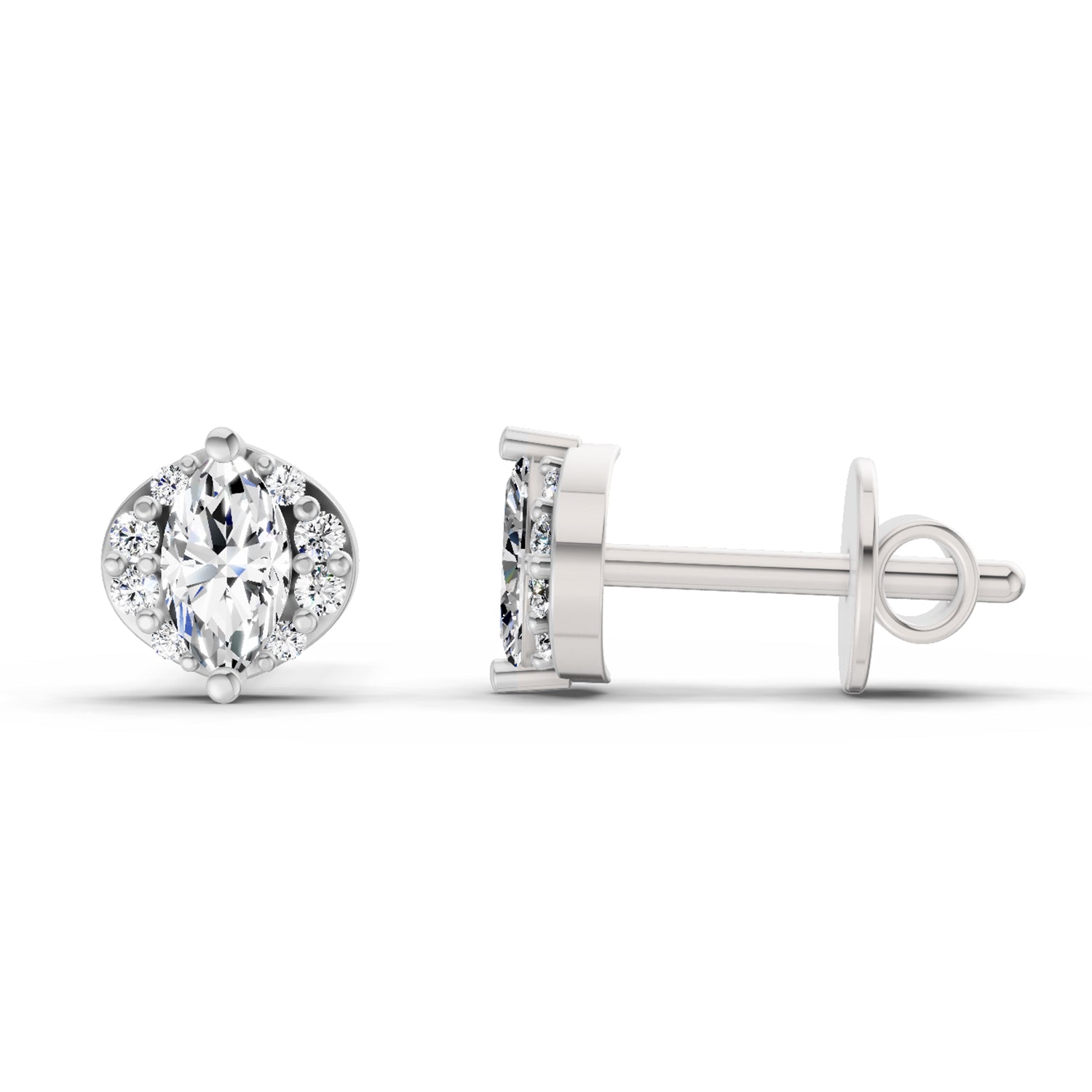 0.36 Ct Marquise Shape Diamond Stud Earrings | 14K Rose Gold