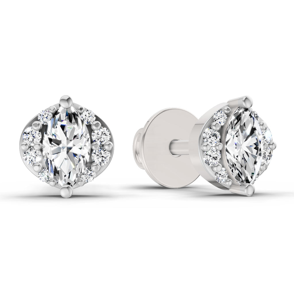 0.36 Ct Marquise Shape Diamond Stud Earrings | 14K Rose Gold