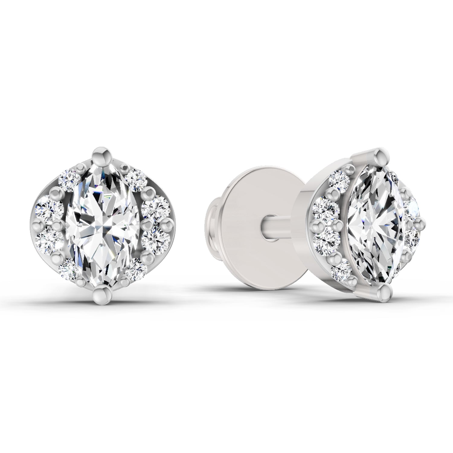 0.36 Ct Marquise Shape Diamond Stud Earrings | 14K Rose Gold