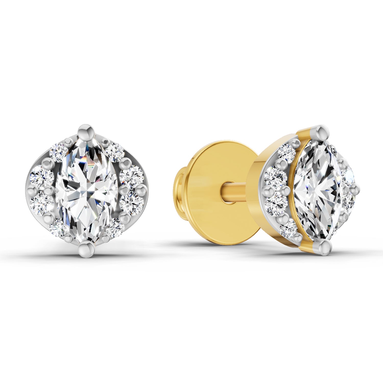 0.36 Ct Marquise Shape Diamond Stud Earrings | 14K Rose Gold