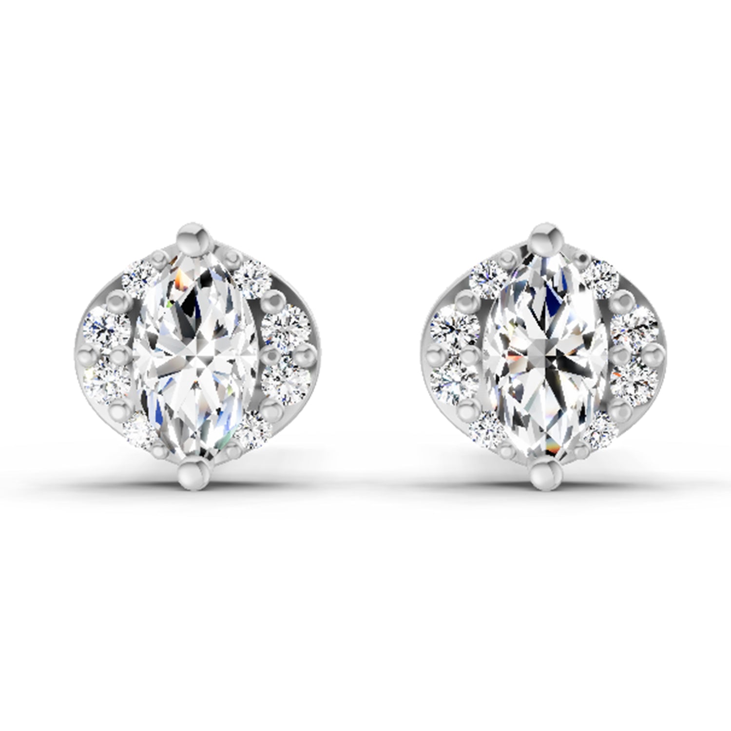 0.36 Ct Marquise Shape Diamond Stud Earrings | 14K Yellow Gold