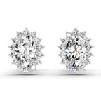 1.08 Ct Oval Shape Halo Diamond Stud Earrings | 14K Rose Gold