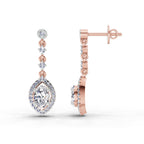 1.36 Ct Pear Shape Dangle Diamond Earrings | 14K Rose Gold