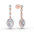 1.36 Ct Pear Shape Dangle Diamond Earrings | 14K Rose Gold