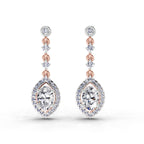 1.36 Ct Pear Shape Dangle Diamond Earrings | 14K Rose Gold