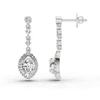 1.36 Ct Pear Shape Dangle Diamond Earrings | 14K Rose Gold