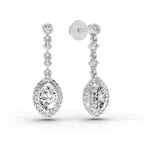 1.36 Ct Pear Shape Dangle Diamond Earrings | 14K Rose Gold