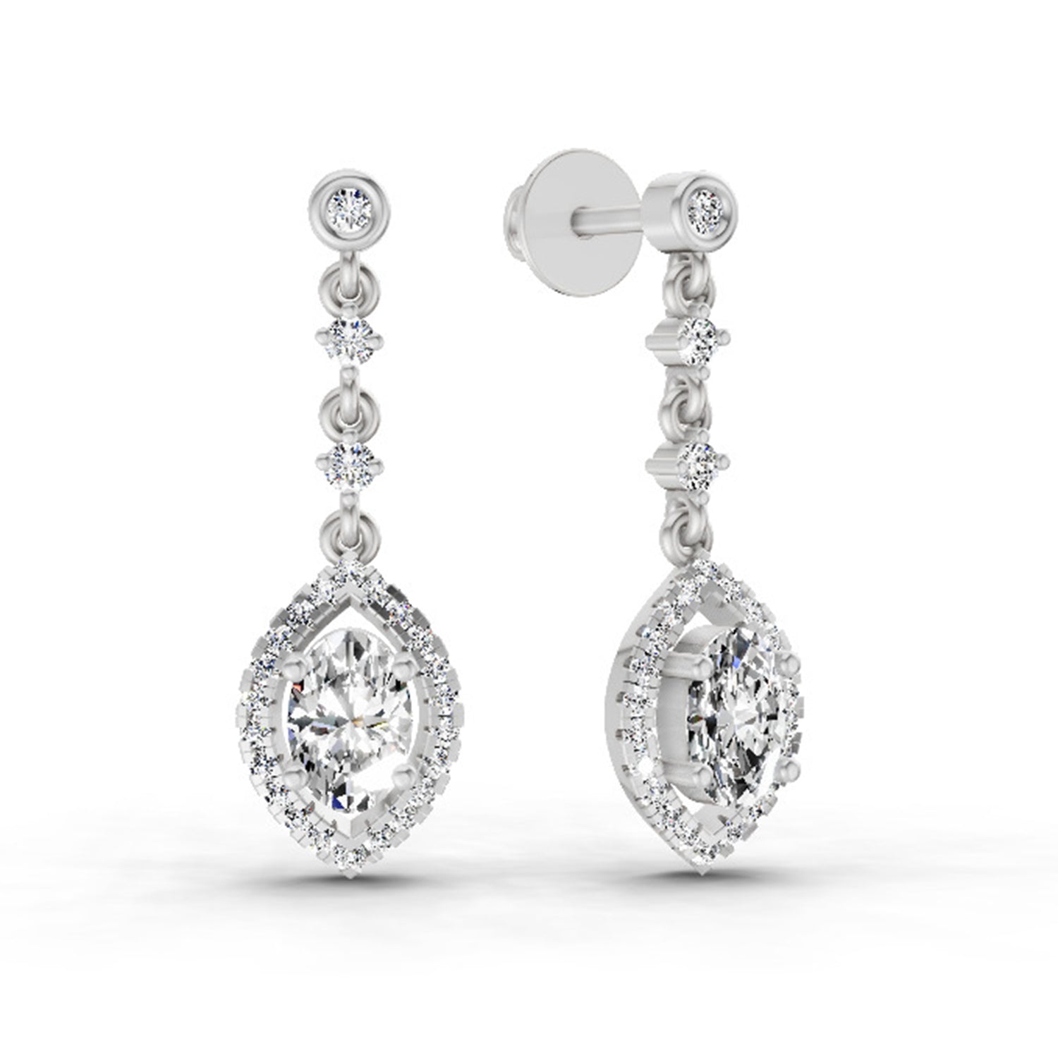 1.36 Ct Pear Shape Dangle Diamond Earrings | 14K Rose Gold