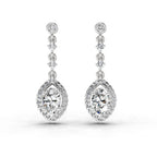 1.36 Ct Pear Shape Dangle Diamond Earrings | 14K Rose Gold