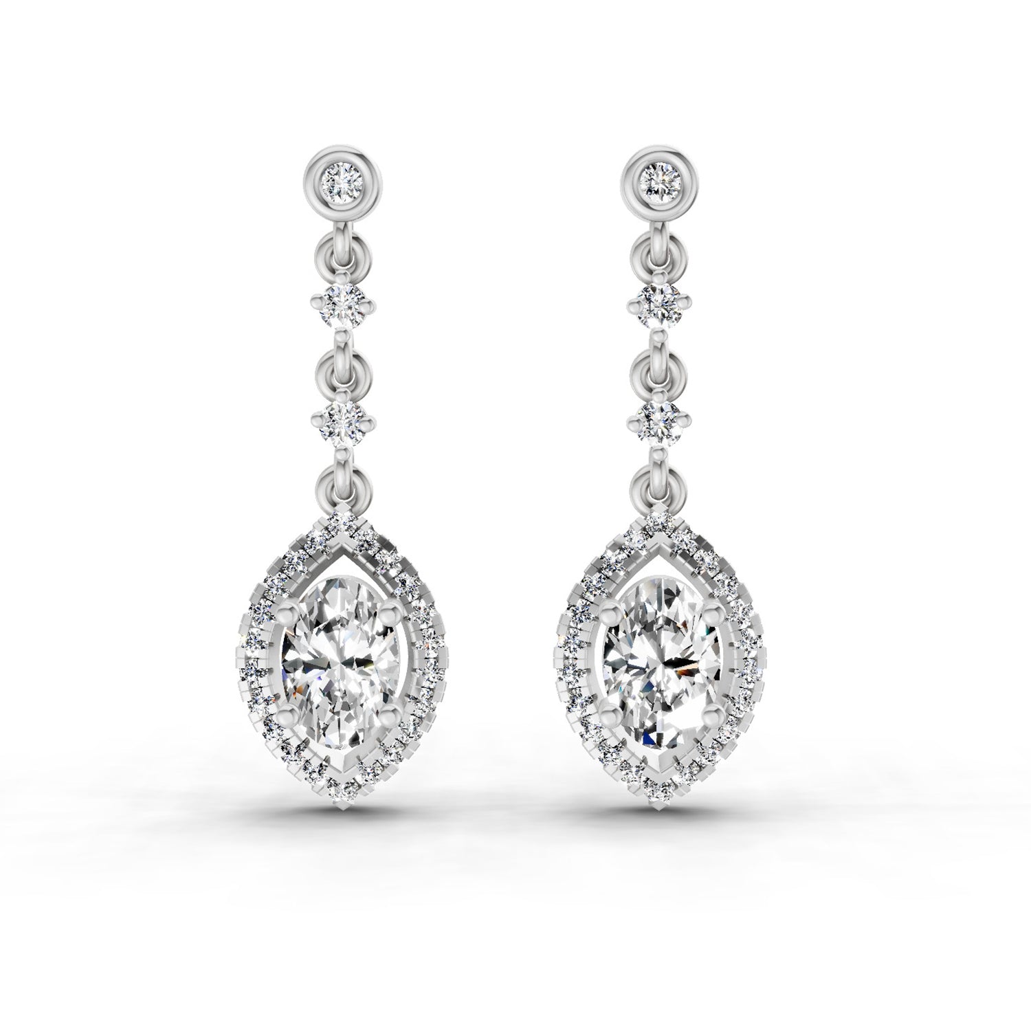 1.36 Ct Pear Shape Dangle Diamond Earrings | 14K Rose Gold