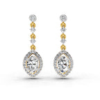 1.36 Ct Pear Shape Dangle Diamond Earrings | 14K Rose Gold