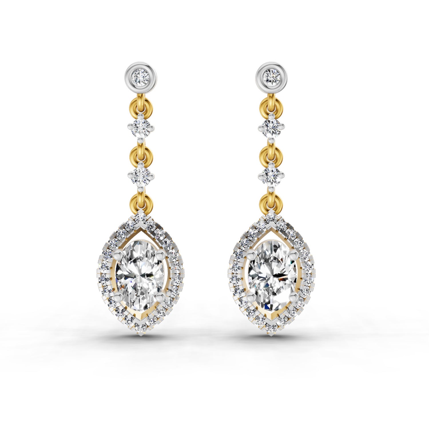 1.36 Ct Pear Shape Dangle Diamond Earrings | 14K Rose Gold