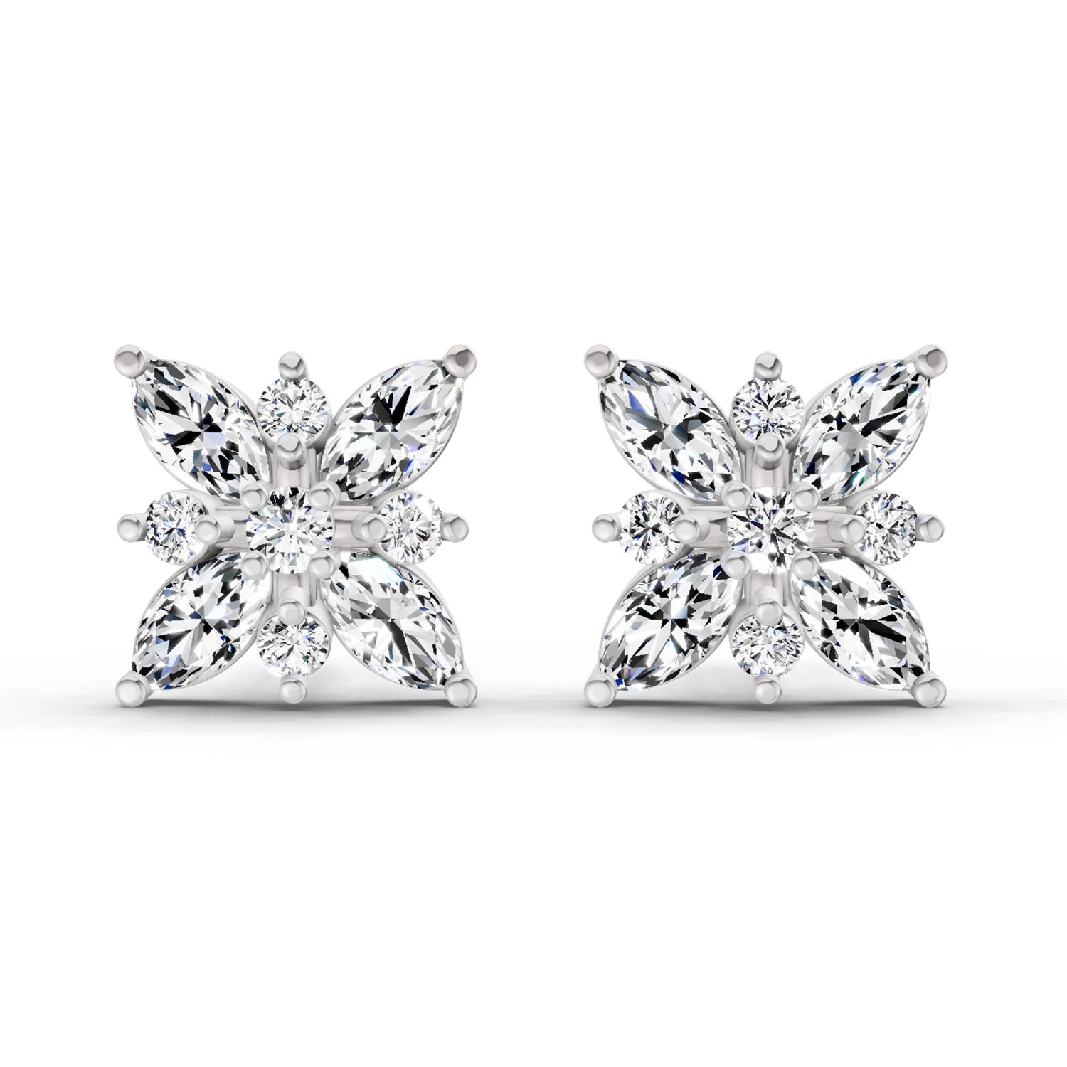 0.66 Ct Marquise Shape Cluster Diamond Earrings | 14K Rose Gold