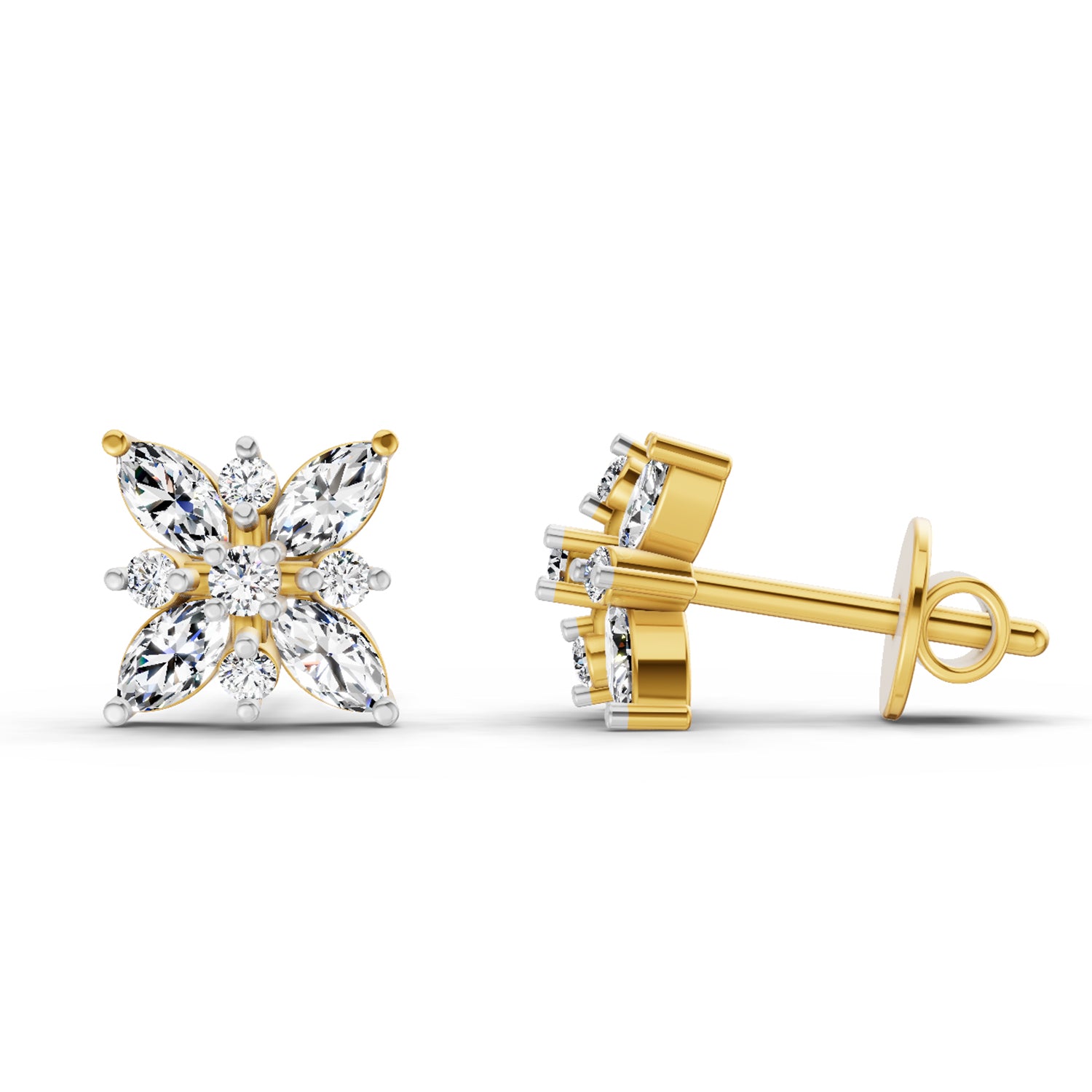 0.66 Ct Marquise Shape Cluster Diamond Earrings | 14K Rose Gold
