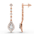 1.39 Ct Pear Shape Dangle Diamond Earrings | 14K Rose Gold