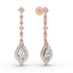 1.39 Ct Pear Shape Dangle Diamond Earrings | 14K Rose Gold