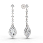 1.39 Ct Pear Shape Dangle Diamond Earrings | 14K Rose Gold