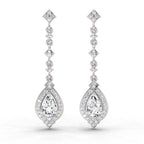 1.39 Ct Pear Shape Dangle Diamond Earrings | 14K Rose Gold