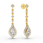 1.39 Ct Pear Shape Dangle Diamond Earrings | 14K Rose Gold