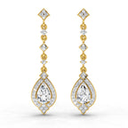 1.39 Ct Pear Shape Dangle Diamond Earrings | 14K Rose Gold