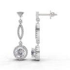 0.89 Ct Round Shape Dangle Diamond Earrings | 14K Rose Gold