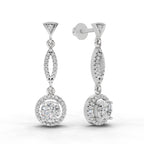 0.89 Ct Round Shape Dangle Diamond Earrings | 14K Rose Gold