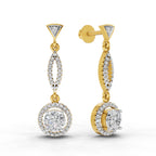 0.89 Ct Round Shape Dangle Diamond Earrings | 14K Rose Gold