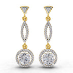 0.89 Ct Round Shape Dangle Diamond Earrings | 14K Rose Gold