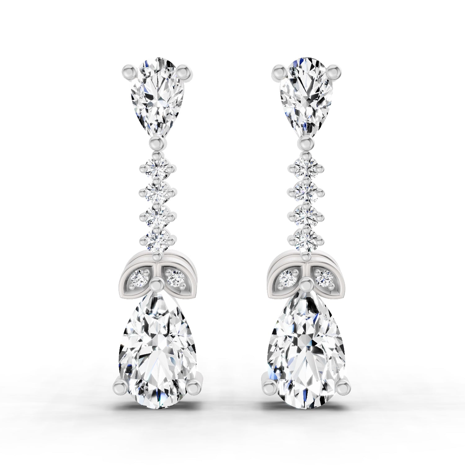2.5 Ct Pear Shape Dangle Diamond Earrings | 14K Rose Gold
