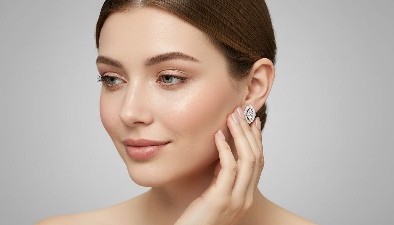 0.66 Ct Marquise Shape Halo Diamond Earrings | 14K Rose Gold