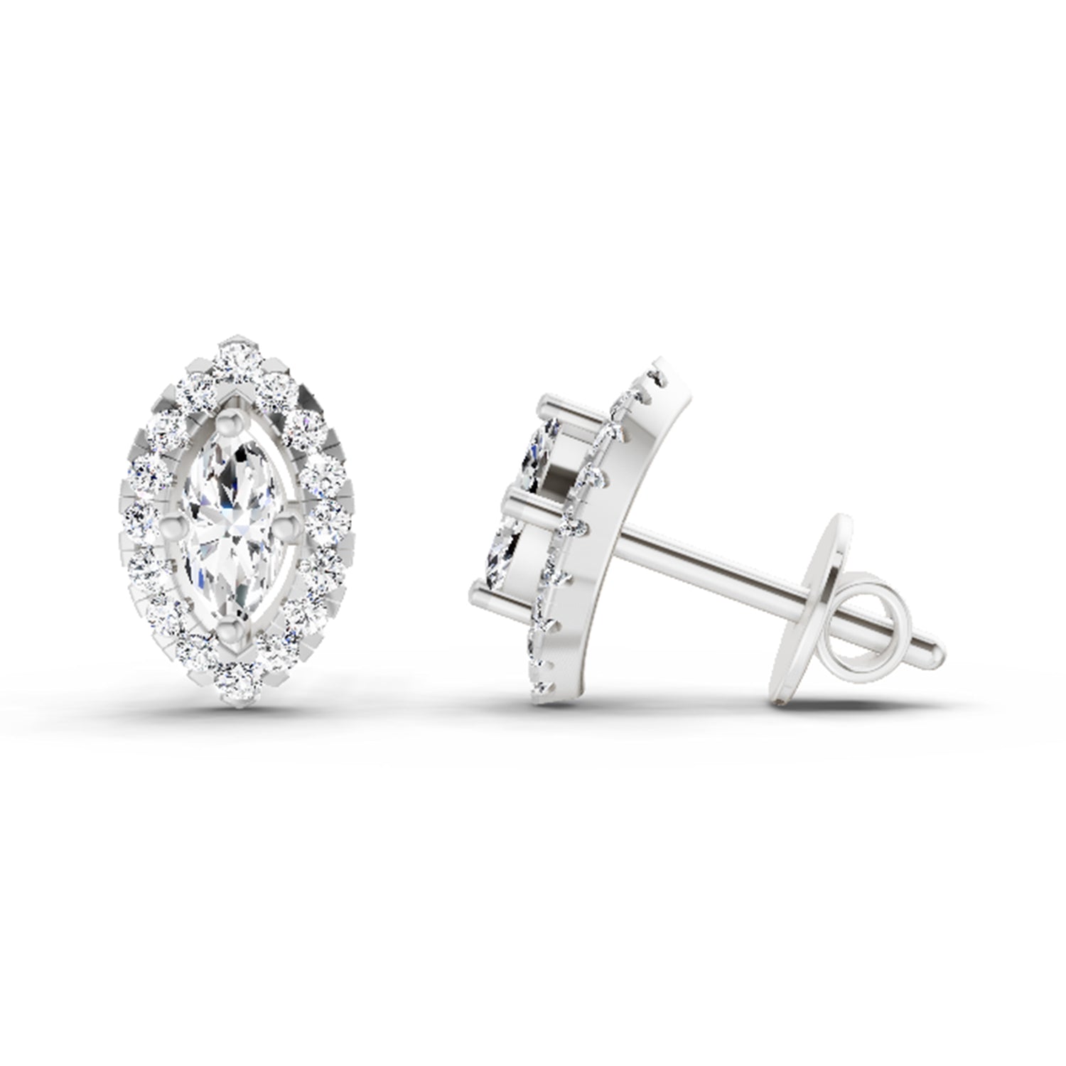 0.66 Ct Marquise Shape Halo Diamond Earrings | 14K Rose Gold