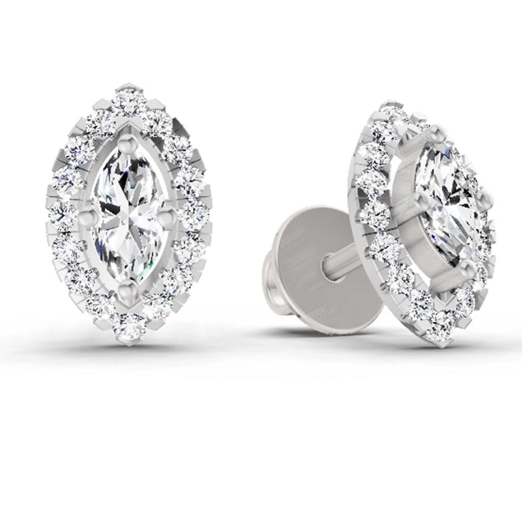 0.66 Ct Marquise Shape Halo Diamond Earrings | 14K Rose Gold