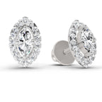 0.66 Ct Marquise Shape Halo Diamond Earrings | 14K Rose Gold