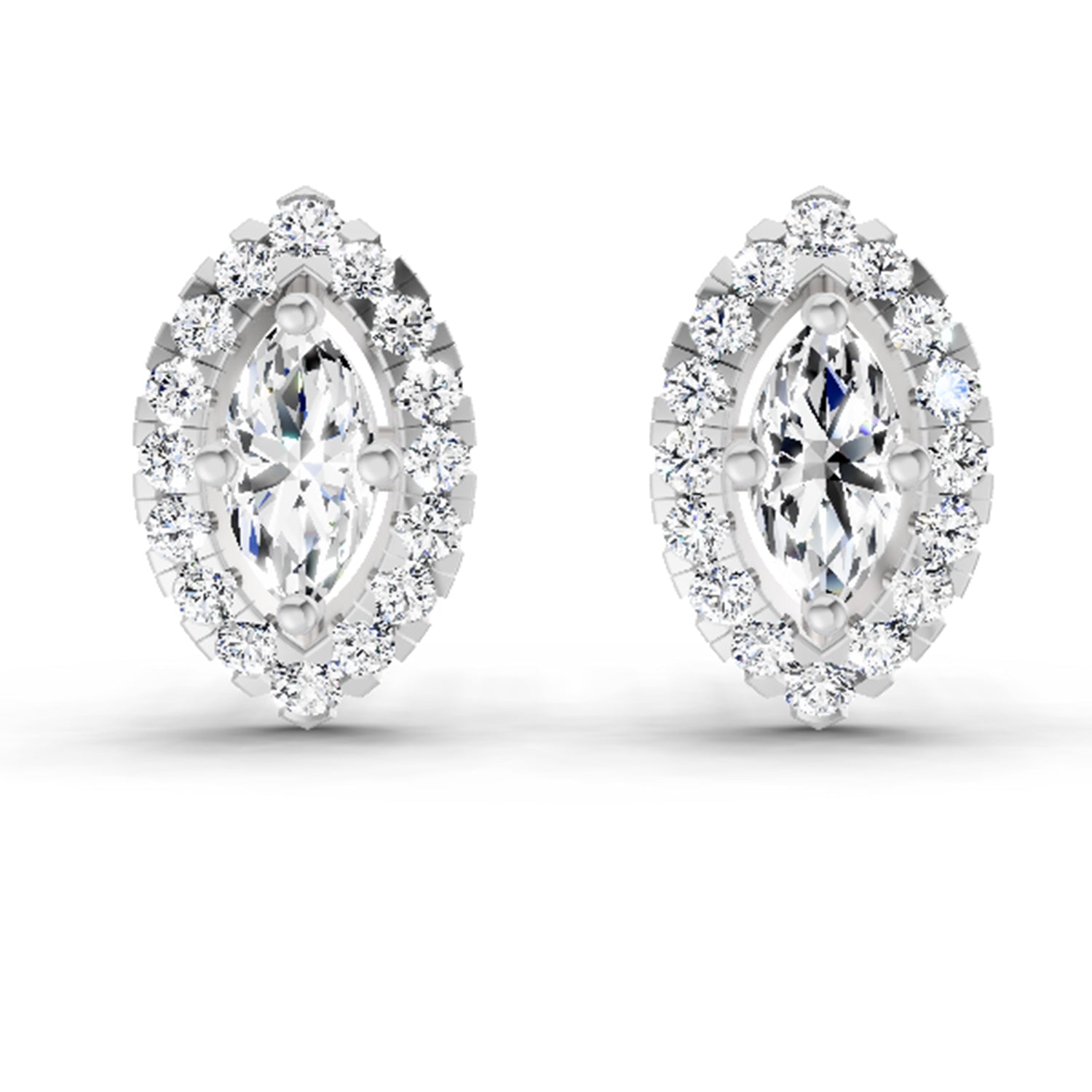 0.66 Ct Marquise Shape Halo Diamond Earrings | 14K Rose Gold