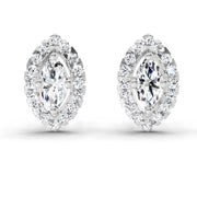 0.66 Ct Marquise Shape Halo Diamond Earrings | 14K White Gold