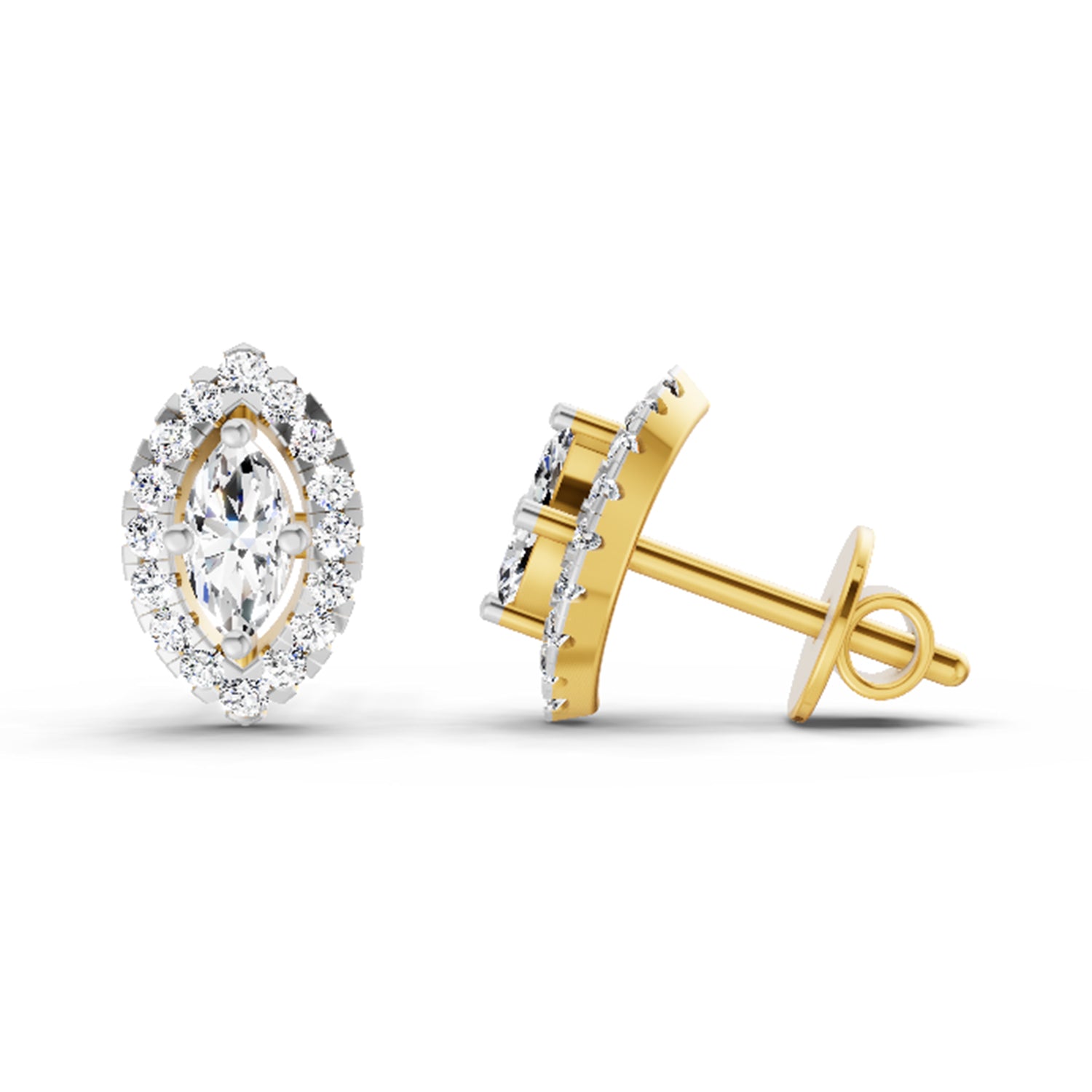 0.66 Ct Marquise Shape Halo Diamond Earrings | 14K Rose Gold