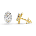 0.66 Ct Marquise Shape Halo Diamond Earrings | 14K Yellow Gold