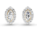 0.66 Ct Marquise Shape Halo Diamond Earrings | 14K Rose Gold