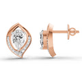0.81 Ct Pear Halo Stud Earrings | 14K Rose Gold