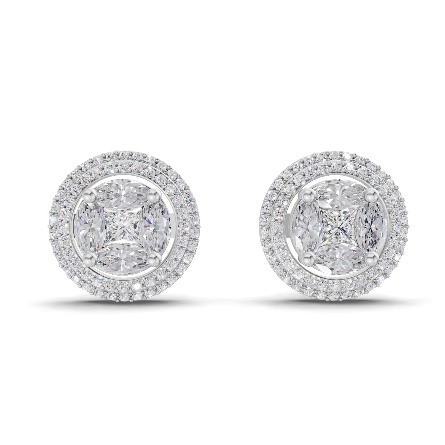1.74 Ct Marquise Shape Halo Diamond Earrings | 14K Rose Gold