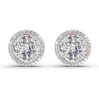 2.05 Ct Oval Shape Cluster Diamond Earrings | 14K Rose Gold