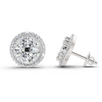 2.05 Ct Oval Shape Cluster Diamond Earrings | 14K Rose Gold