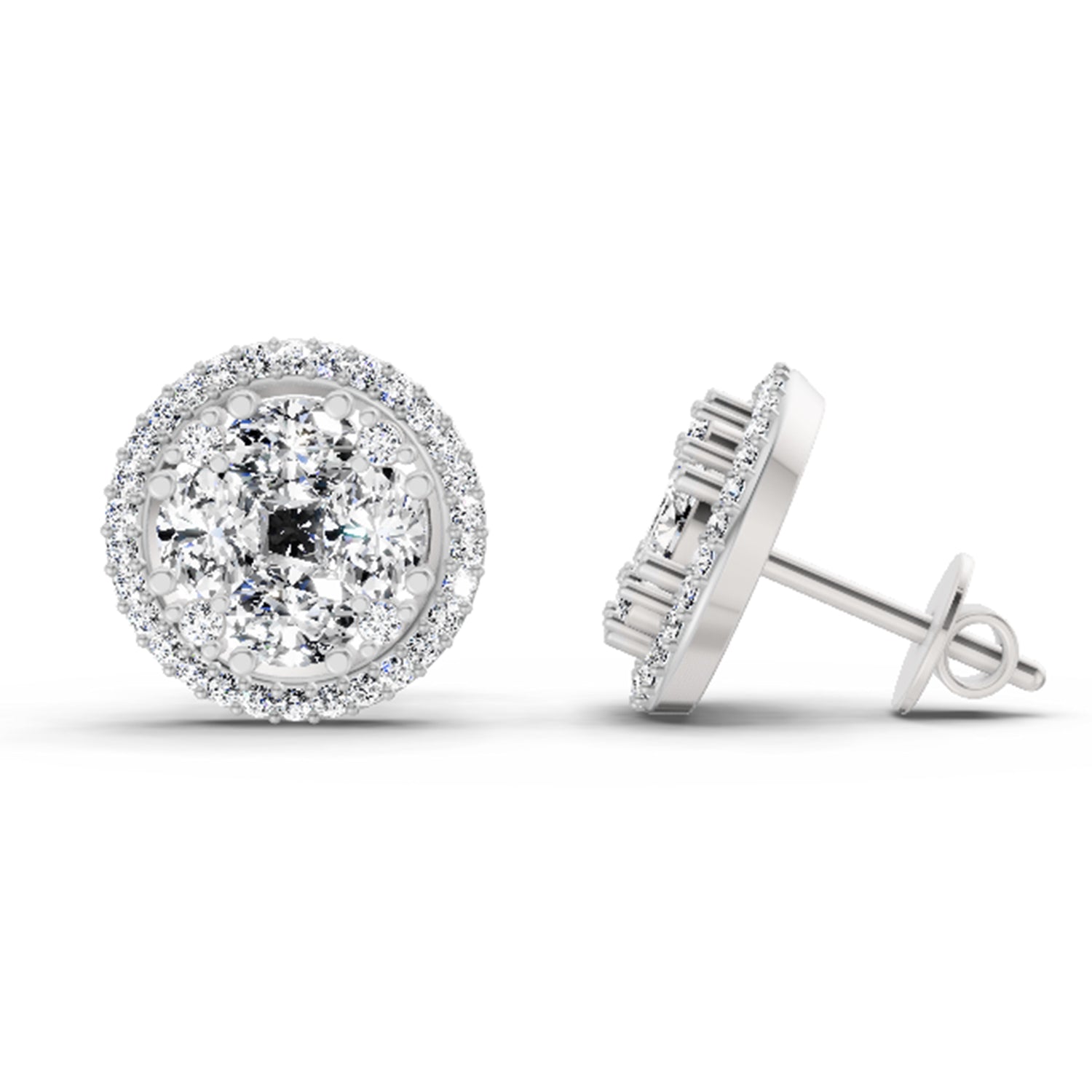 2.05 Ct Oval Shape Cluster Diamond Earrings | 14K Rose Gold